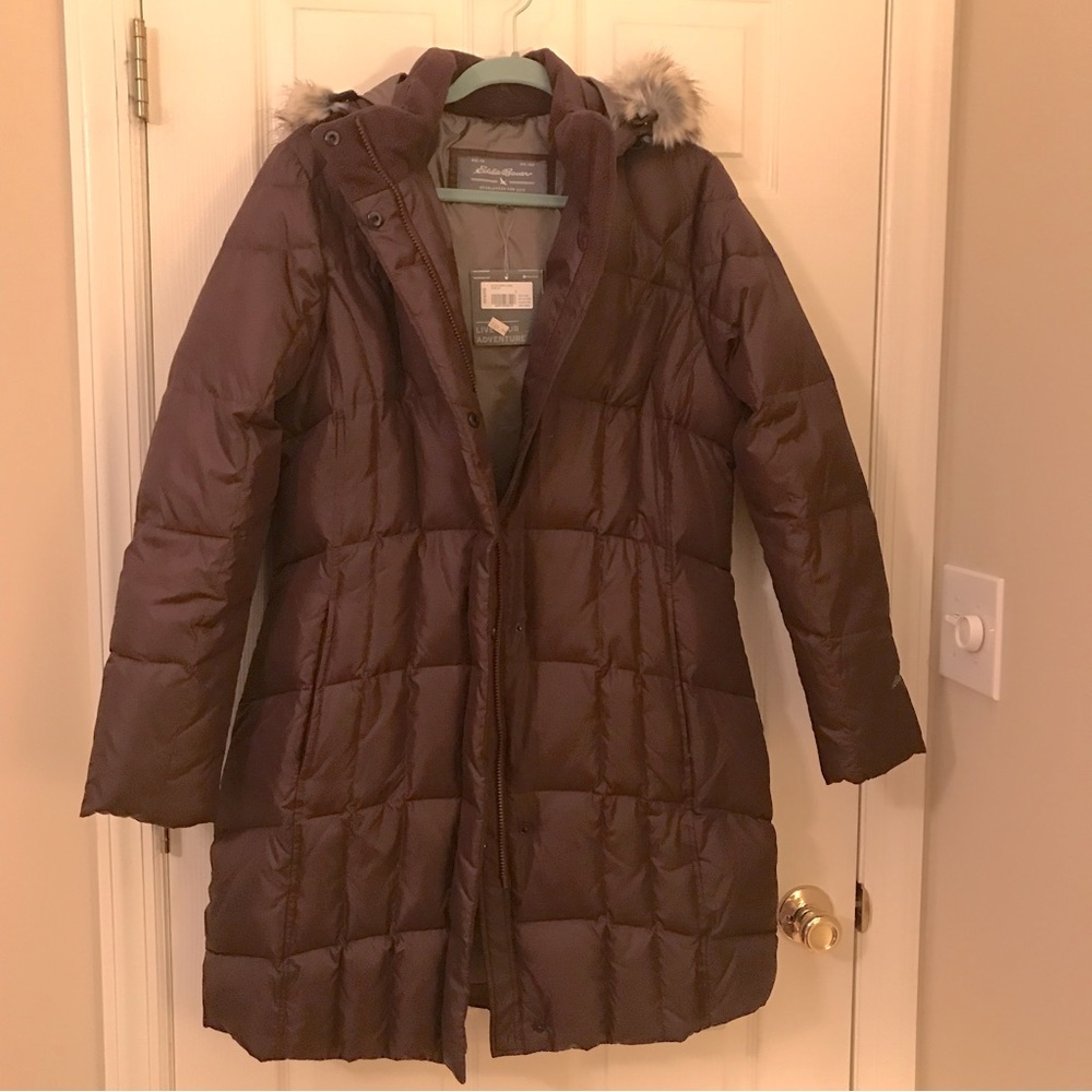 Womens Eddie Bauer Maroon Down Coat
